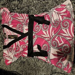 Vibrant Pink and Black Patterned Dress